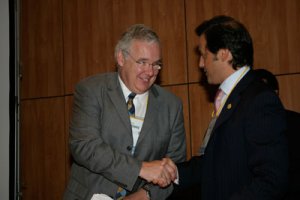 With Nigel Pitts, president of  the European Association of  Dental Public Health, during it's 9th Annual Meeting in Porto, Portugal (September  2004)