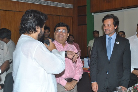 With Dr. Mahesh Verma (at my side), vice-president of Dental Council of India, and Dr. Shri Sudip Bandyopadhyay, minister 