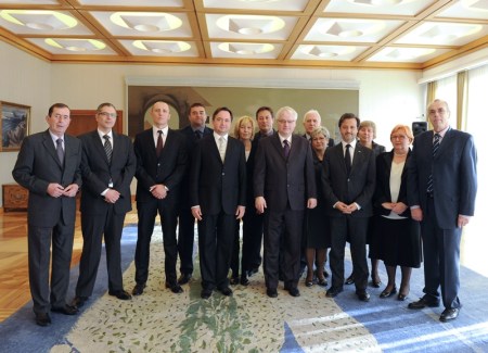 The Croatian President, Ivo Josipović, with me and the Croatia Dental Chamber boards members.