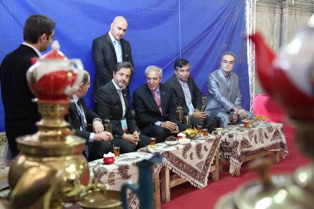 Tea time at the exhibition.