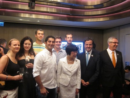 Me, FDI president-elect, TC Wong, and executive director, Jean-Luc Eiselé, among young dentists.