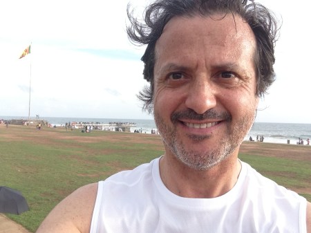 Running in the sea front of...